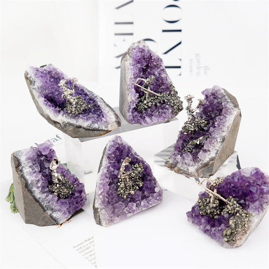 Amethyst Cluster Miner Ornament-1KG