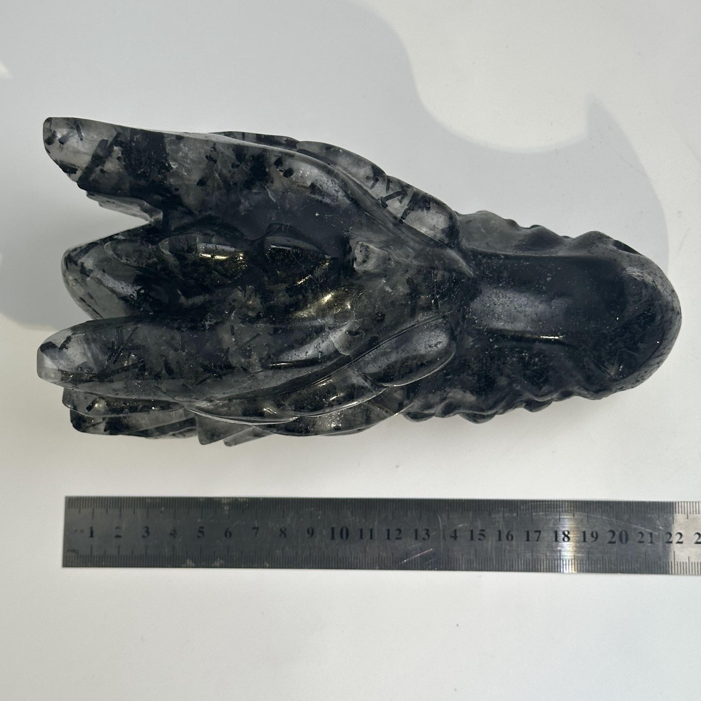 Black tourmaline quartz dragon head skull