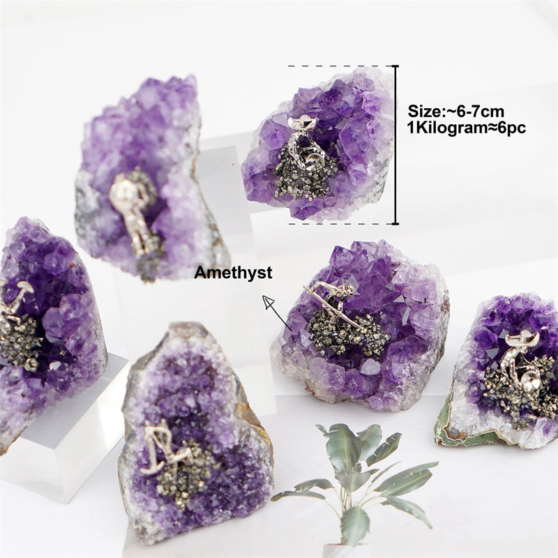 Amethyst Cluster Miner Ornament-1KG