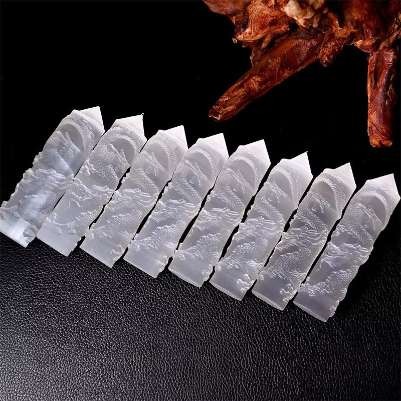 White Selenite Flying Dragon Tower-1KG