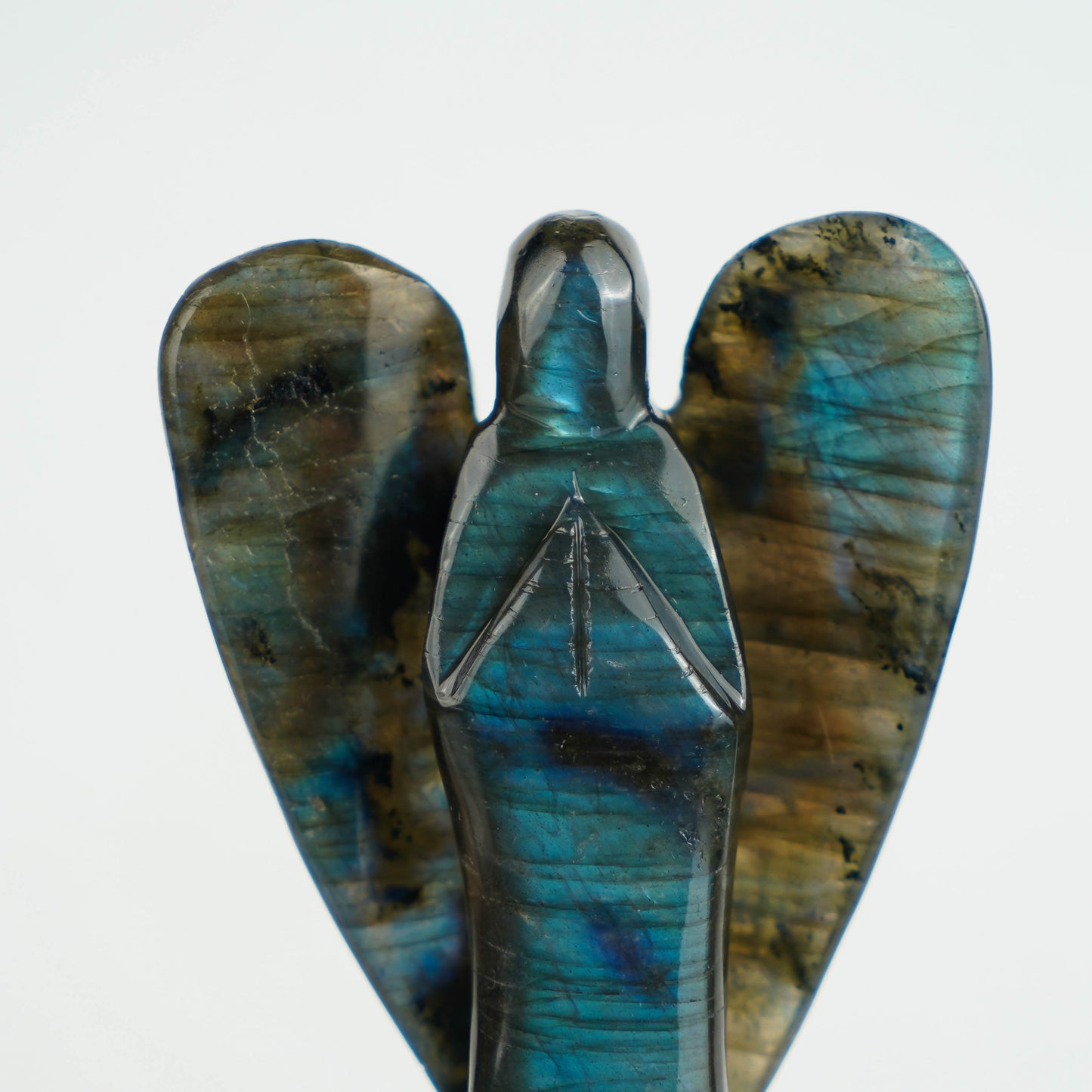 Labradorite Hand Carved Angel With Very Bright Blue Light Room Decoration (Free Shipping)