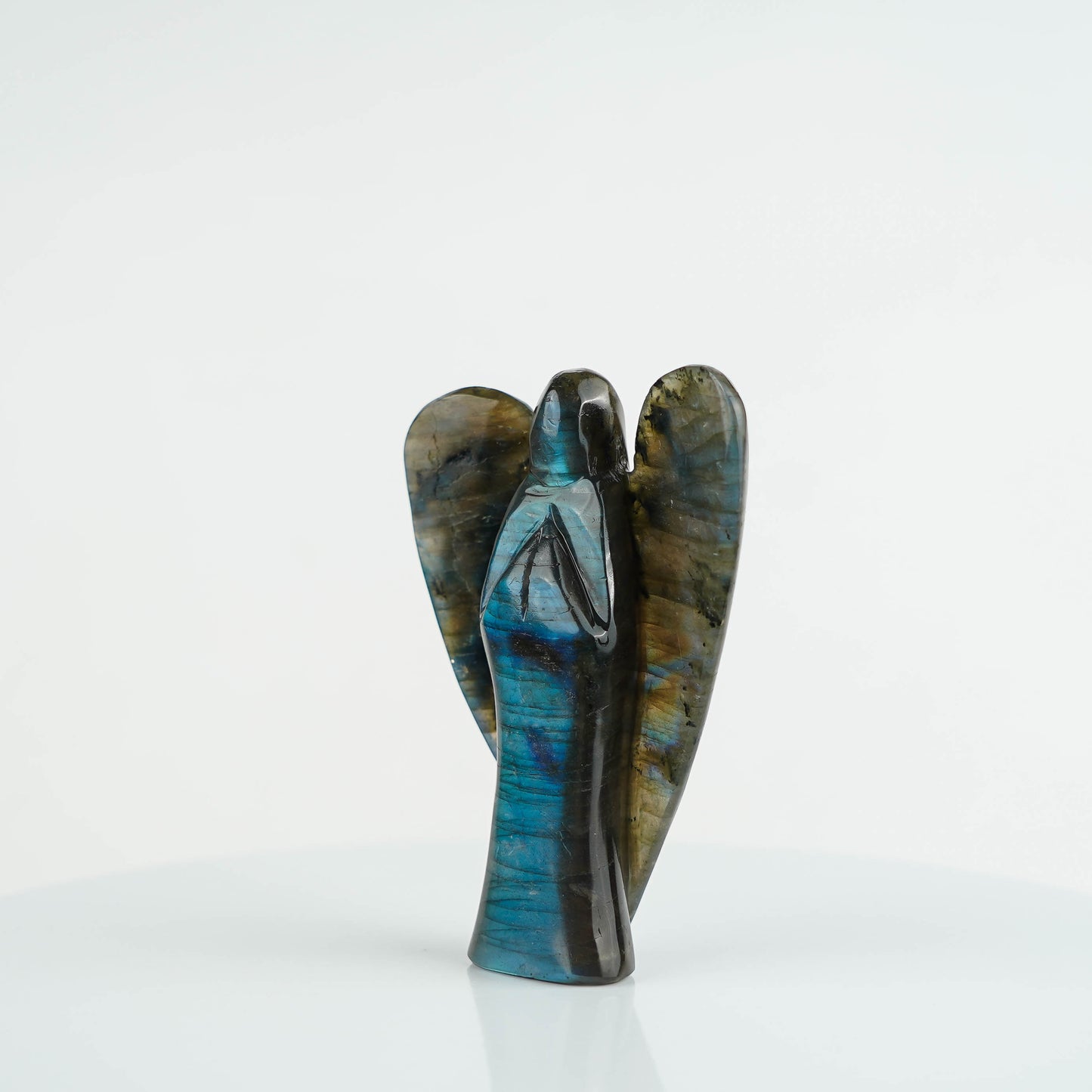 Labradorite Hand Carved Angel With Very Bright Blue Light Room Decoration (Free Shipping)