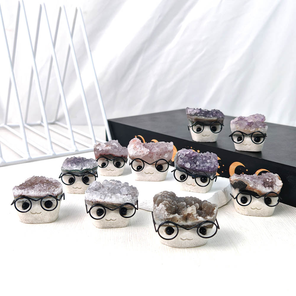 Amethyst Crystal Cluster Hedgehog Handmade Craft
