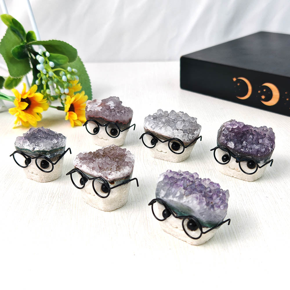 Amethyst Crystal Cluster Hedgehog Handmade Craft