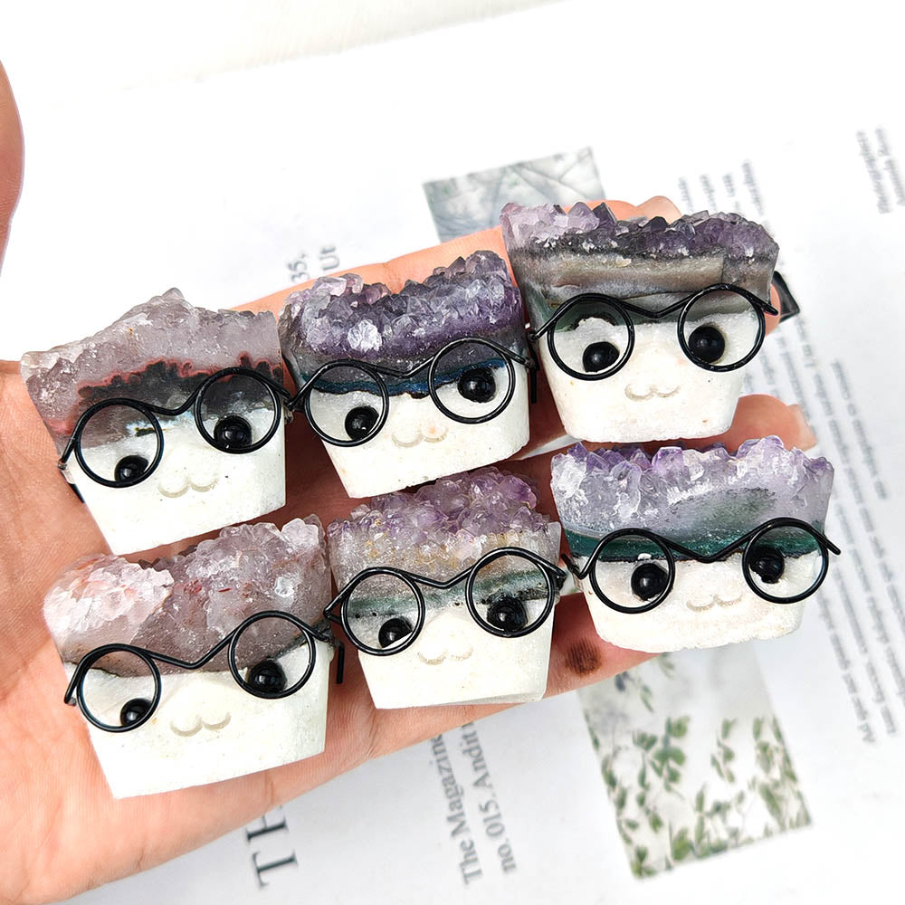 Amethyst Crystal Cluster Hedgehog Handmade Craft