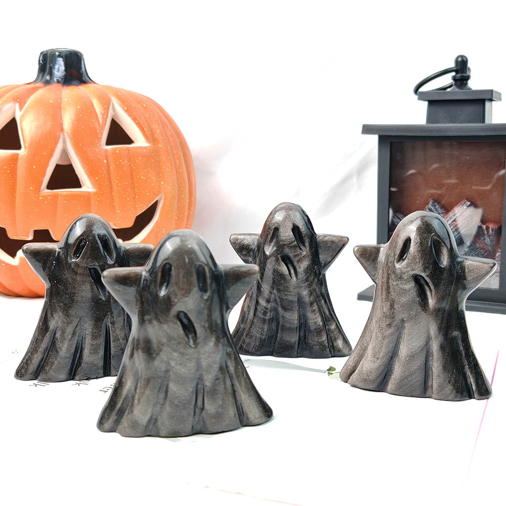 Silvery Obsidian Ghost Carving