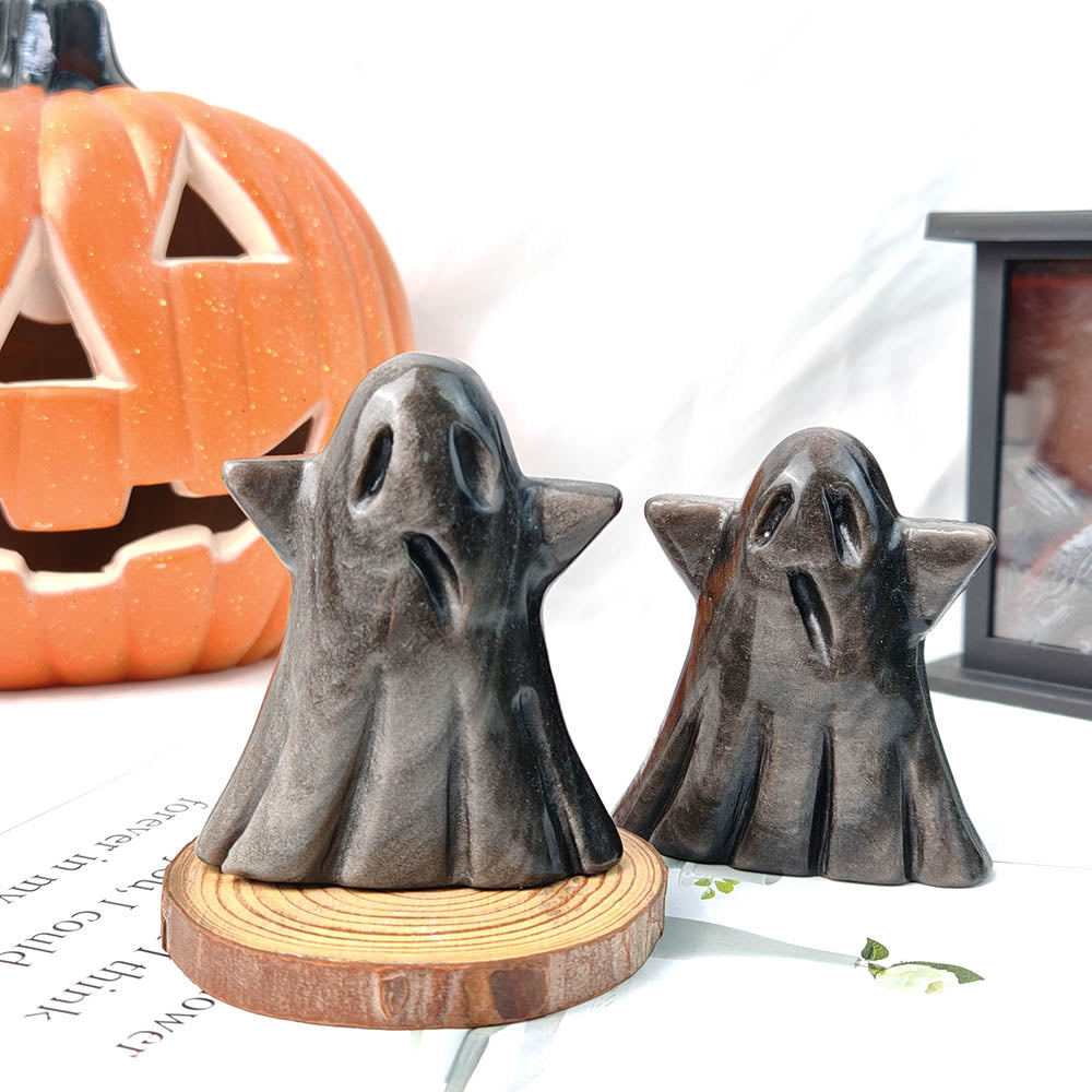 Silvery Obsidian Ghost Carving