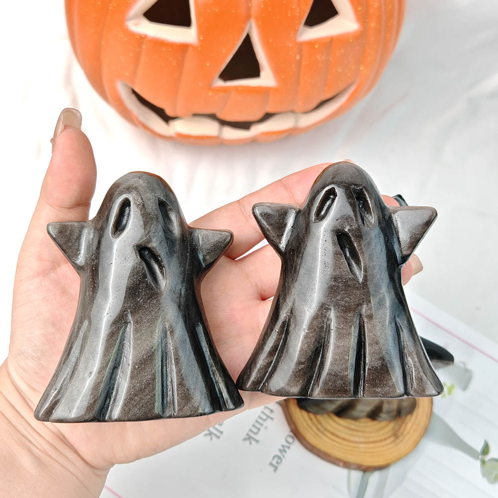 Silvery Obsidian Ghost Carving