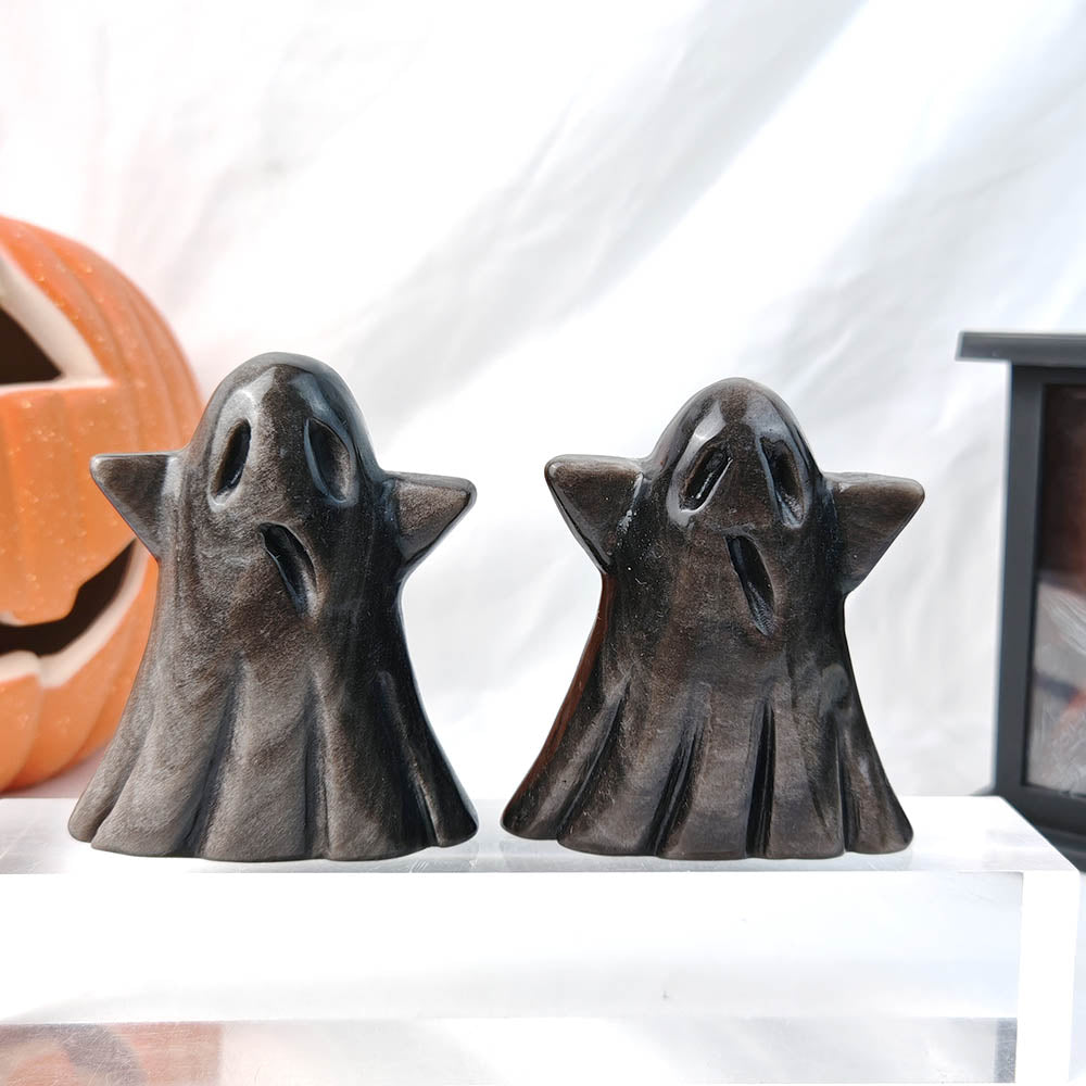 Silvery Obsidian Ghost Carving