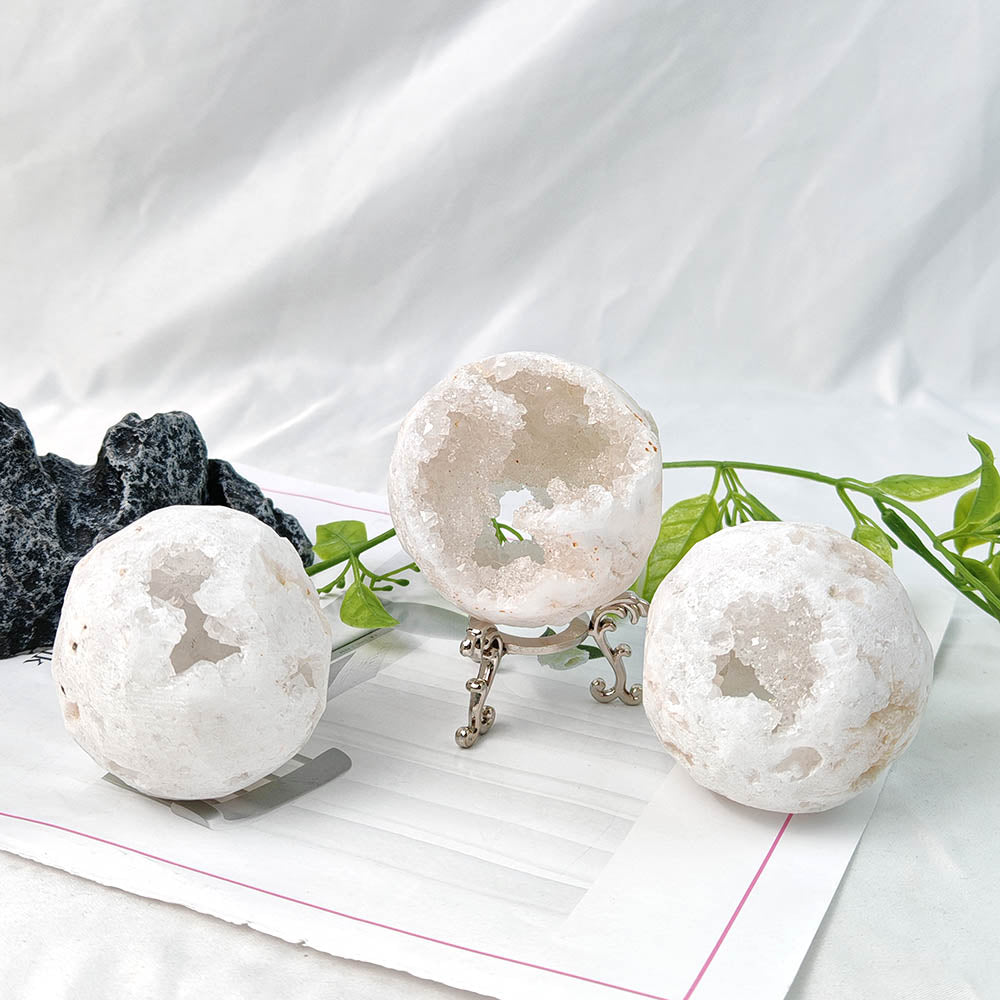 Clear Quartz Geode Ball Druzy Agate