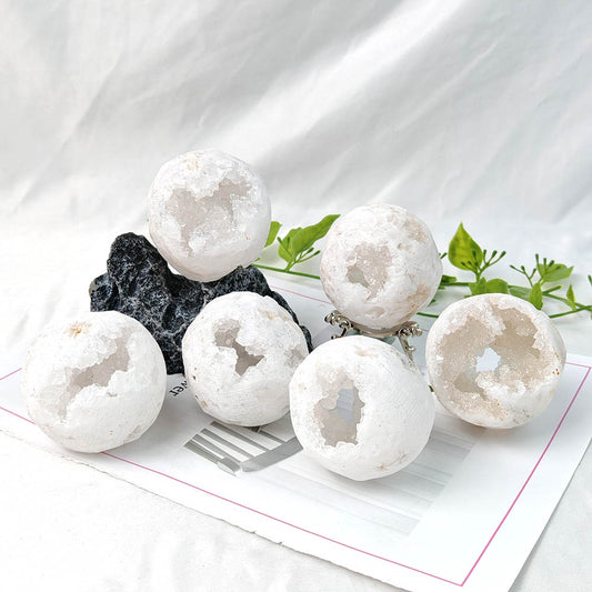 Clear Quartz Geode Ball Druzy Agate