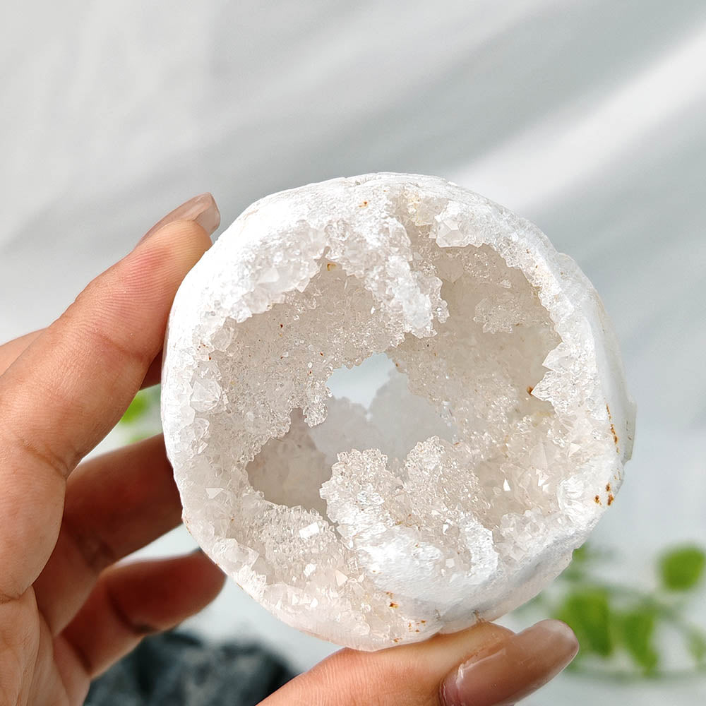 Clear Quartz Geode Ball Druzy Agate