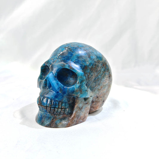 Blue Apatite Skull Carving