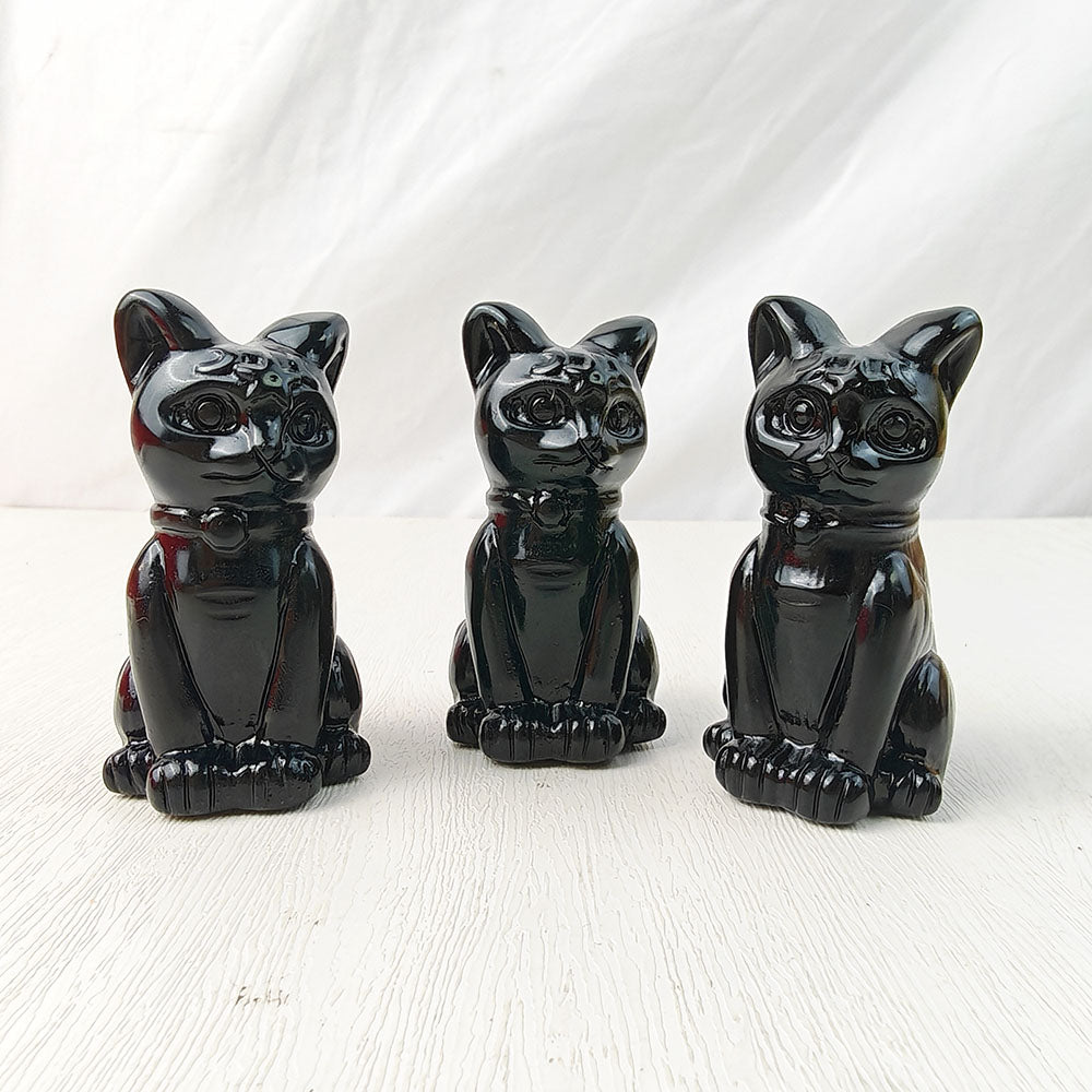 Obsidian Cat Carving