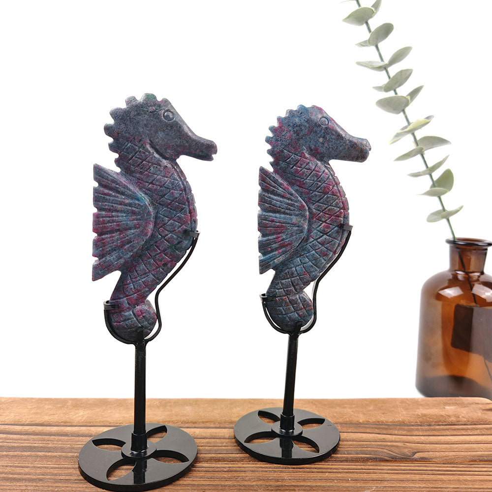 Ruby in Fuchsite Seahorse With Base