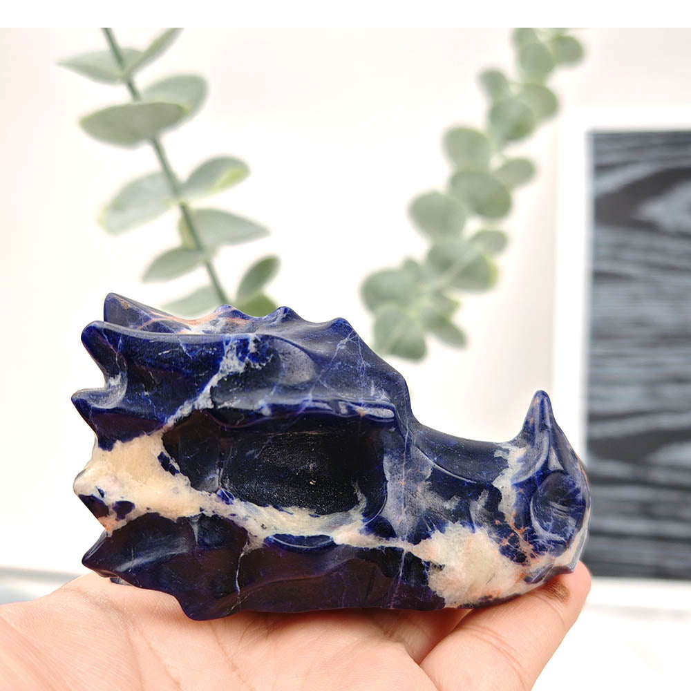 Sodalite Dragon Head Carving