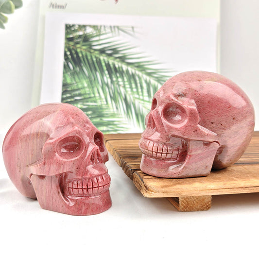 Pink Rhodonite Skull Carving