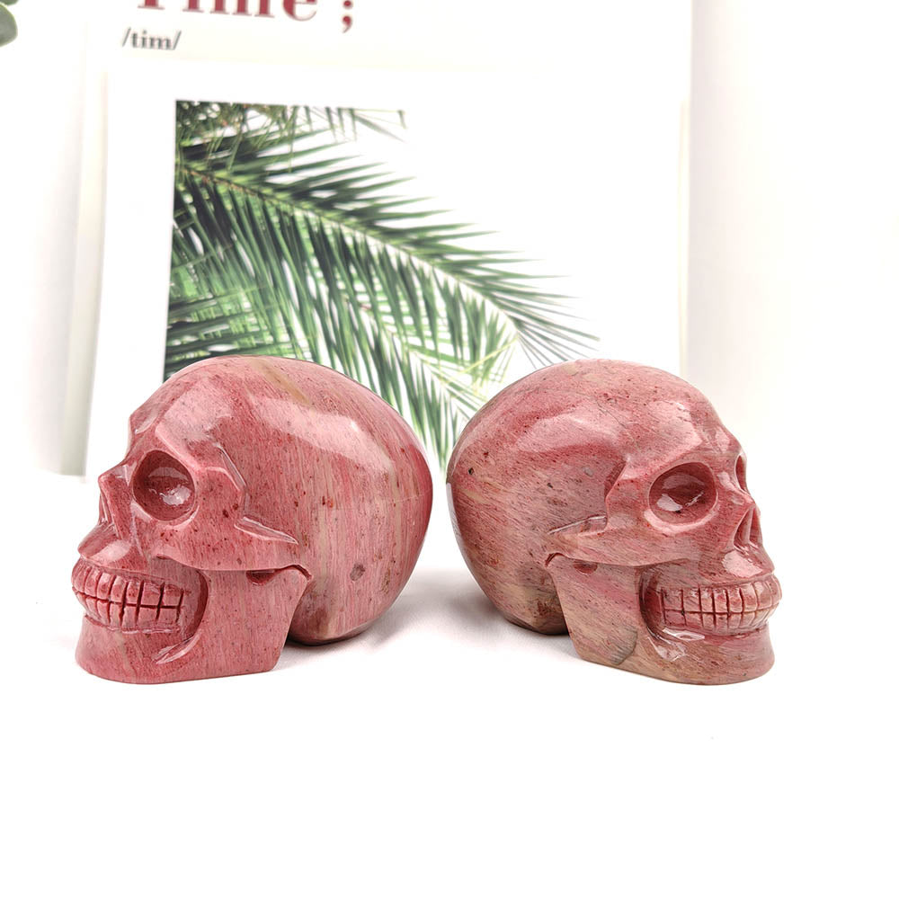 Pink Rhodonite Skull Carving