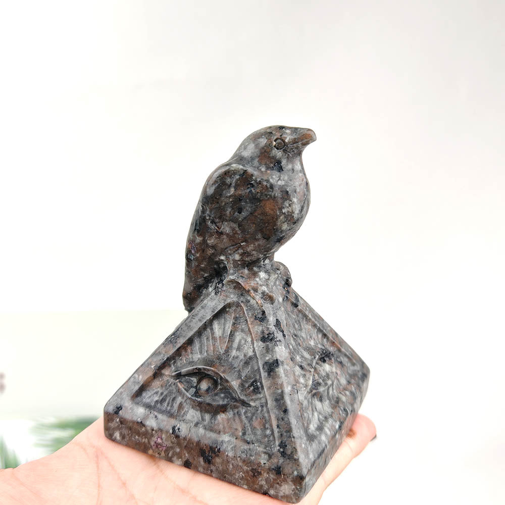 Yooperlite Pyramid Crow Carving
