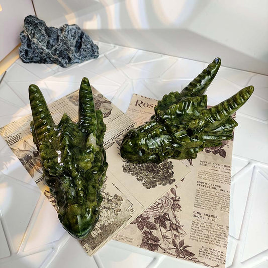 Xiuyan Jade Dragon Head Carving