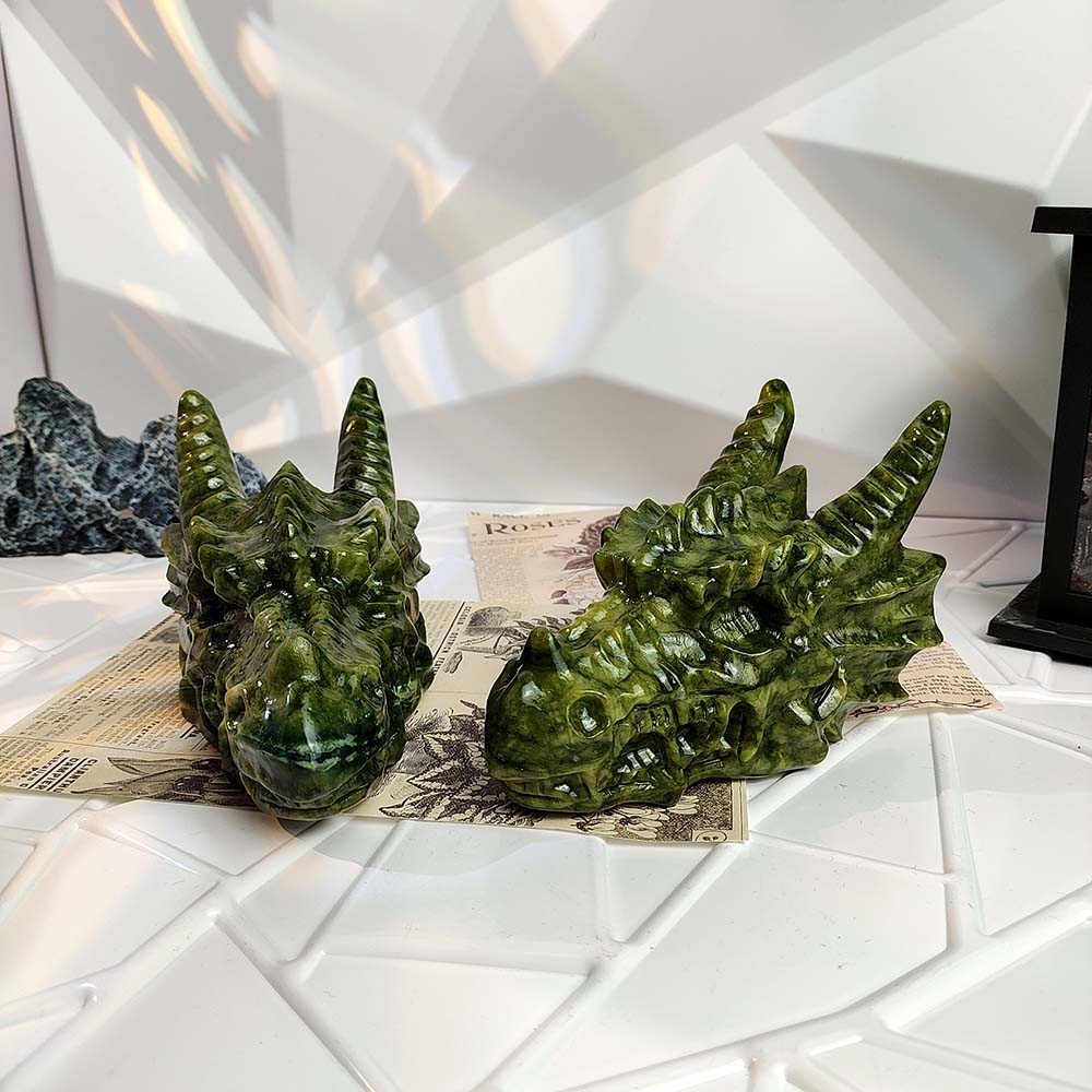 Xiuyan Jade Dragon Head Carving