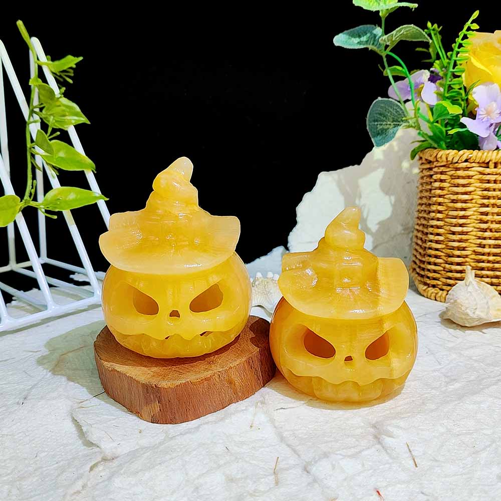 Yellow Calcite Pumpkin Carving Ornament
