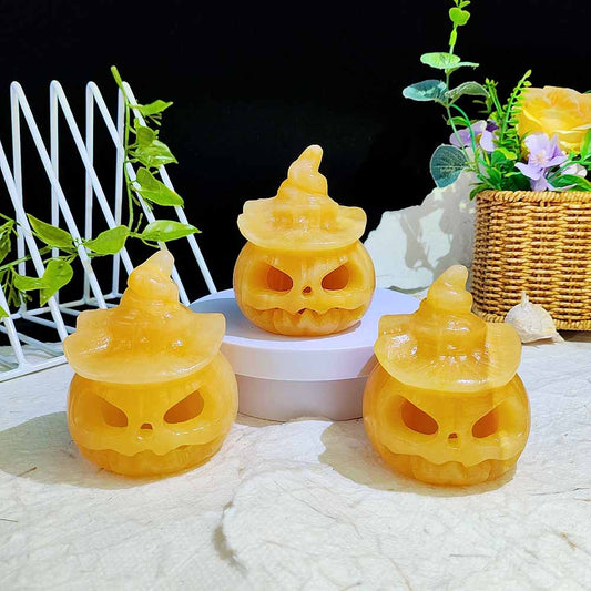 Yellow Calcite Pumpkin Carving Ornament