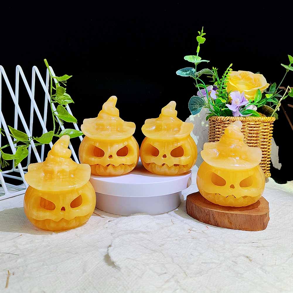 Yellow Calcite Pumpkin Carving Ornament
