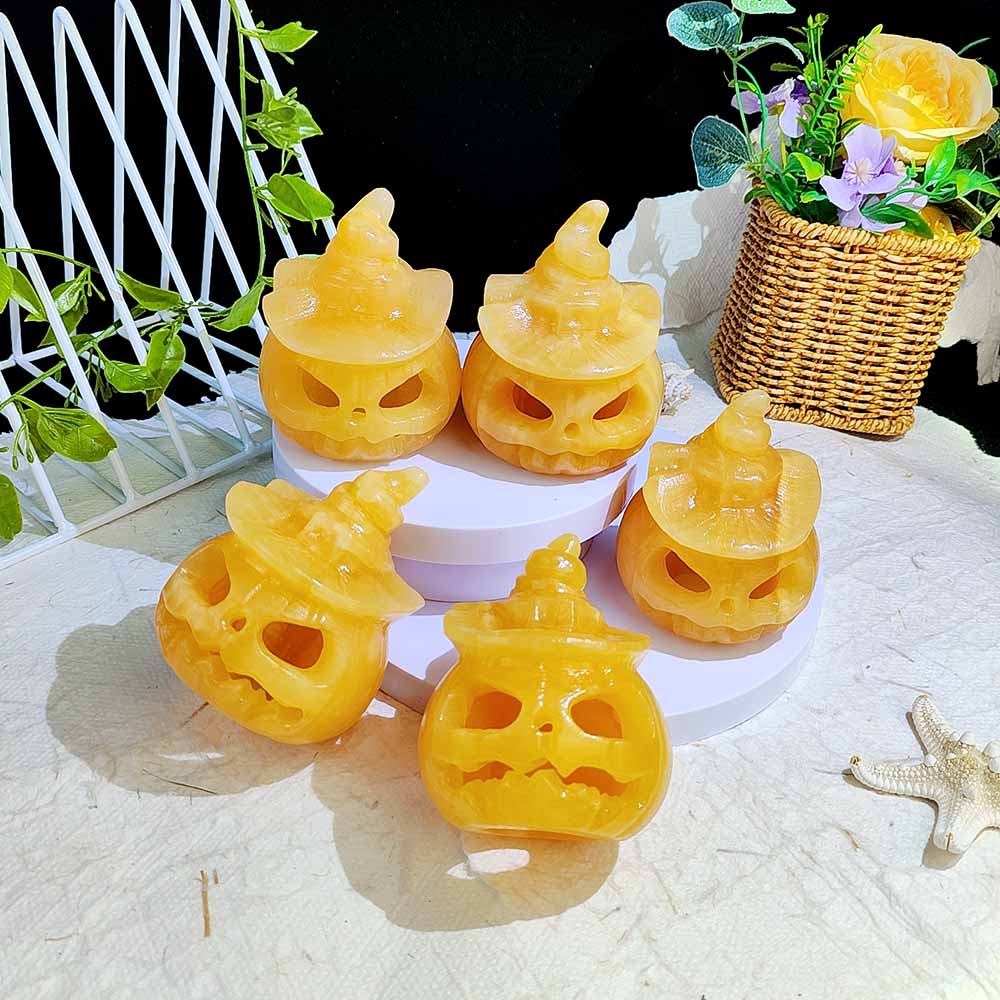 Yellow Calcite Pumpkin Carving Ornament
