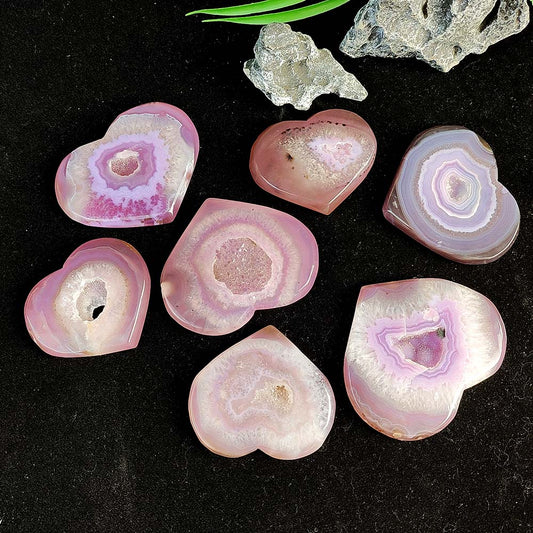 Pink Agate Heart With Druzy-1KG
