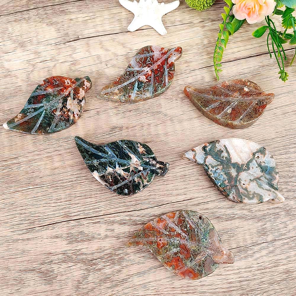 Red Moss Agate Leaf Ornament-1KG