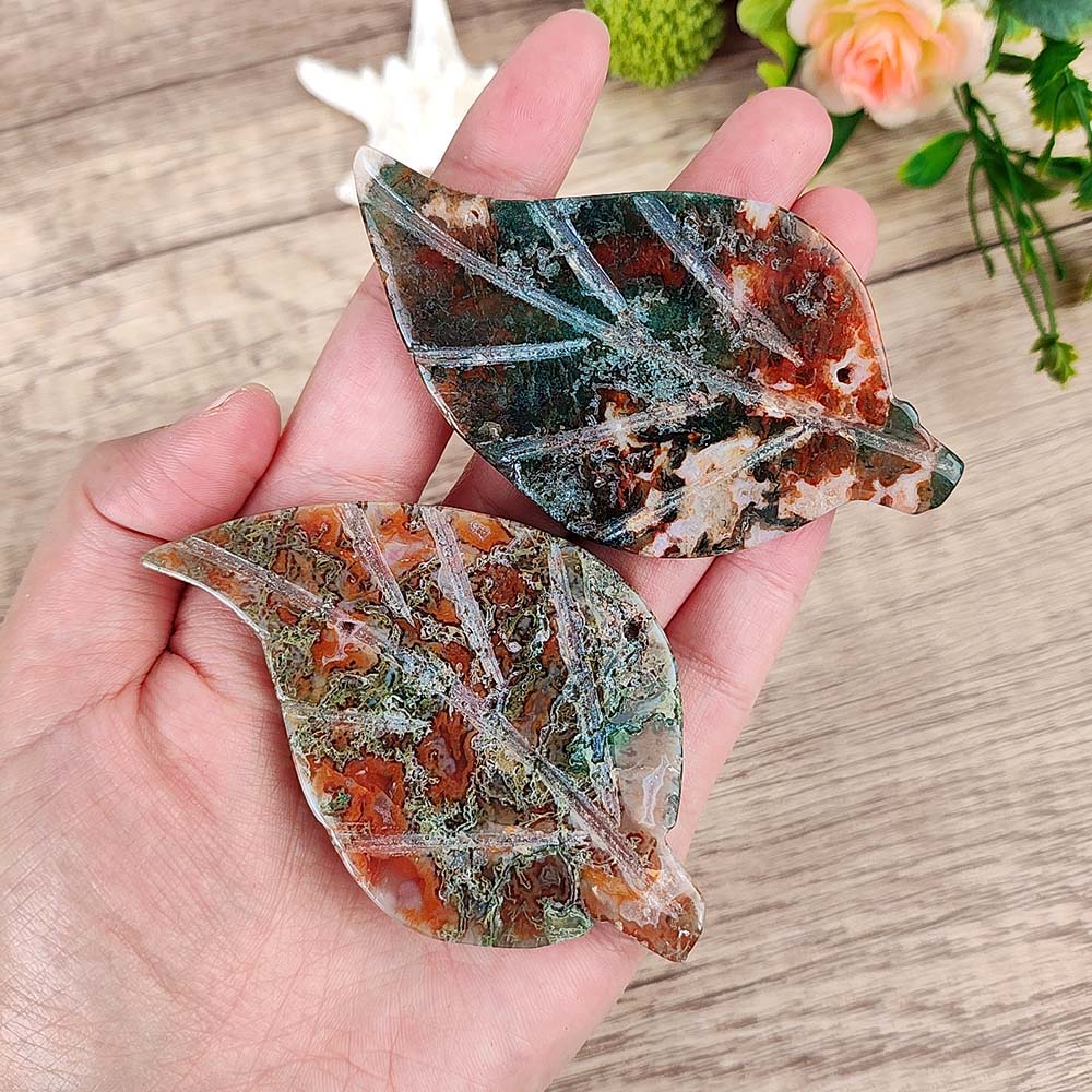 Red Moss Agate Leaf Ornament-1KG