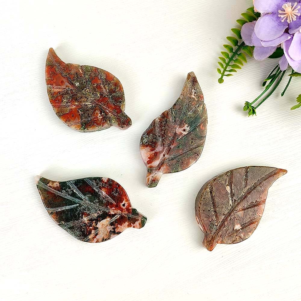 Red Moss Agate Leaf Ornament-1KG