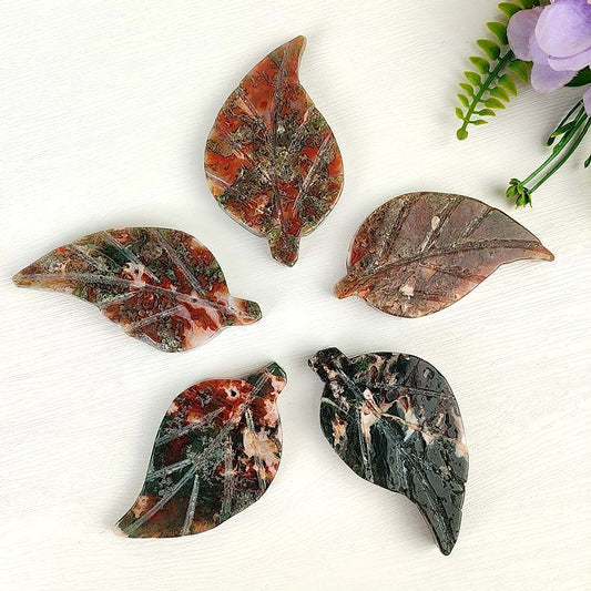 Red Moss Agate Leaf Ornament-1KG