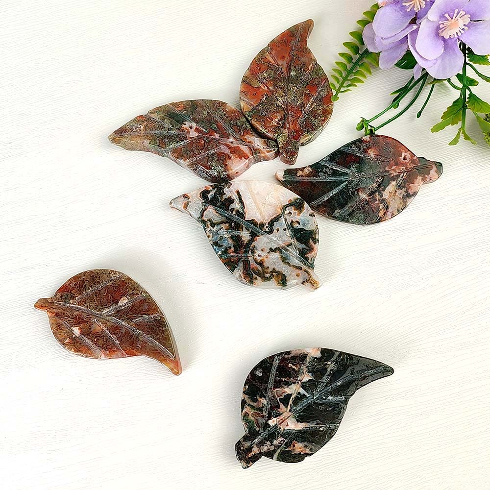 Red Moss Agate Leaf Ornament-1KG