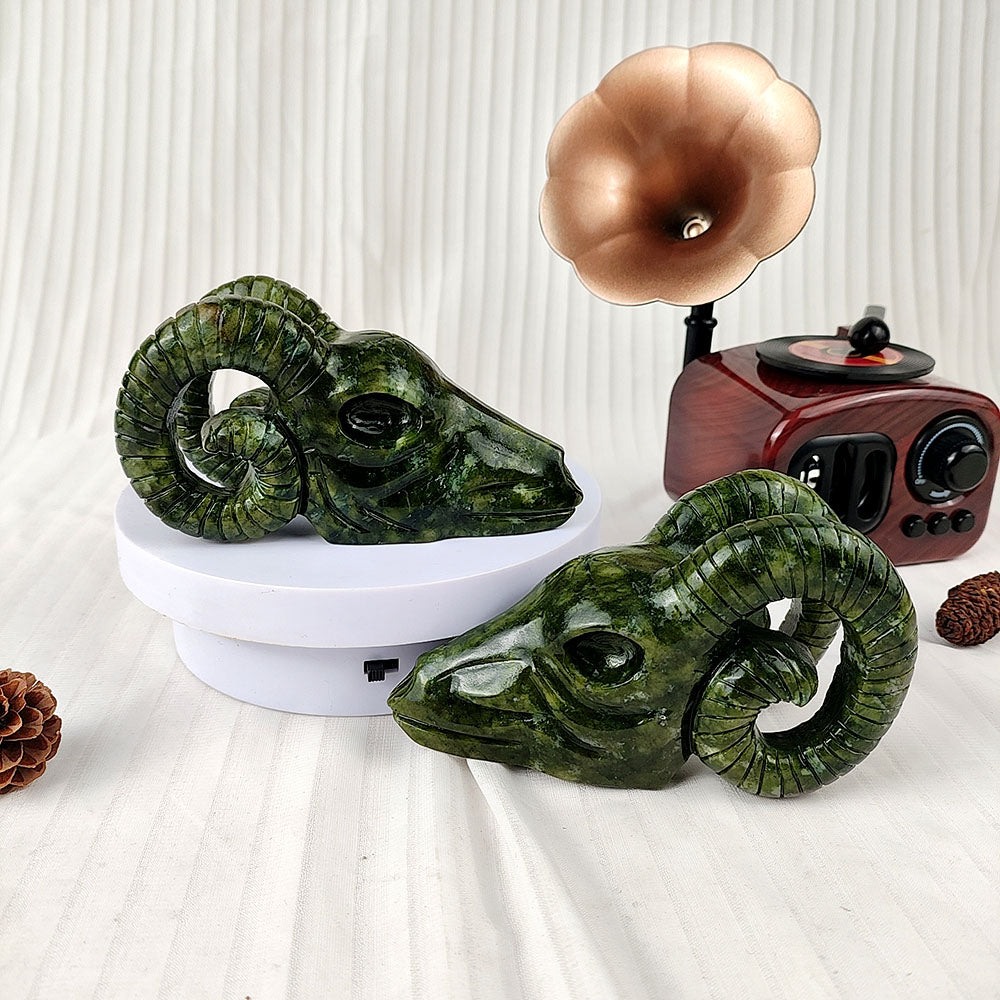Xiuyan Jade Sheep Head Carving