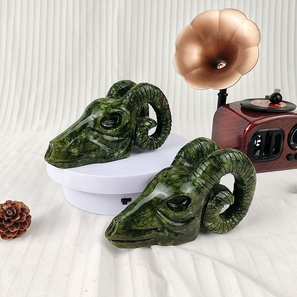 Xiuyan Jade Sheep Head Carving