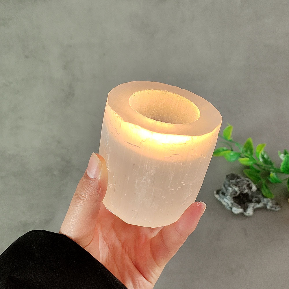 White Selenite Candlestick Ornament