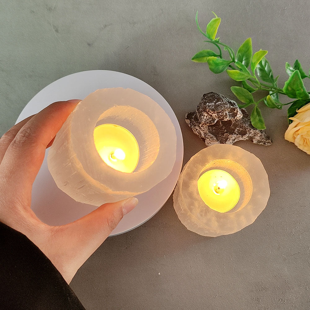 White Selenite Candlestick Ornament
