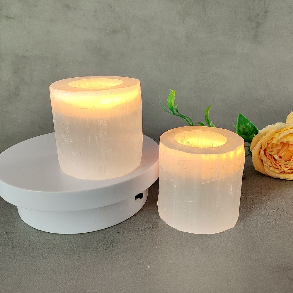 White Selenite Candlestick Ornament