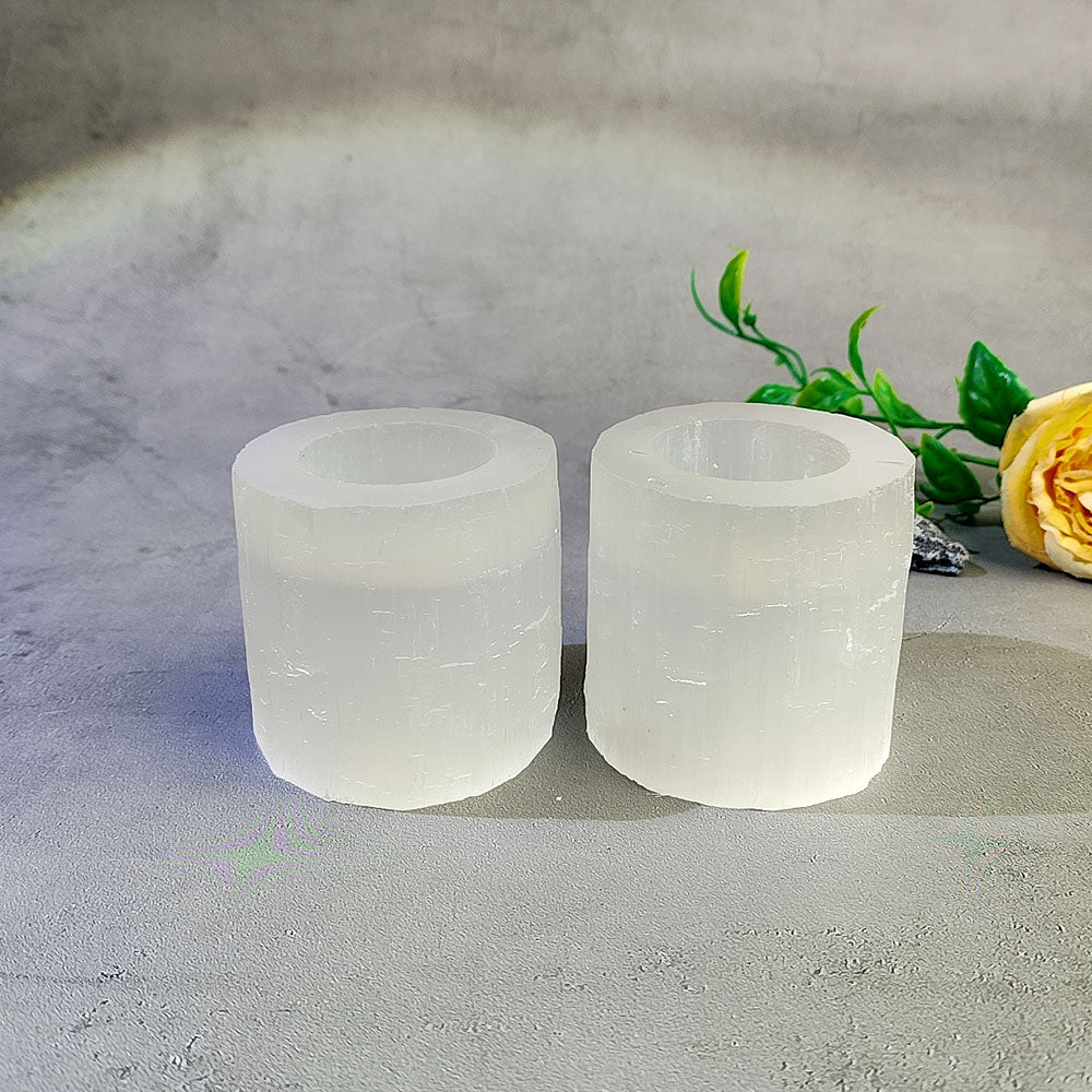 White Selenite Candlestick Ornament
