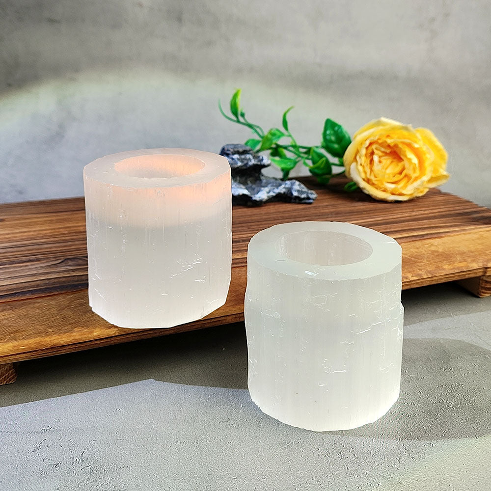 White Selenite Candlestick Ornament