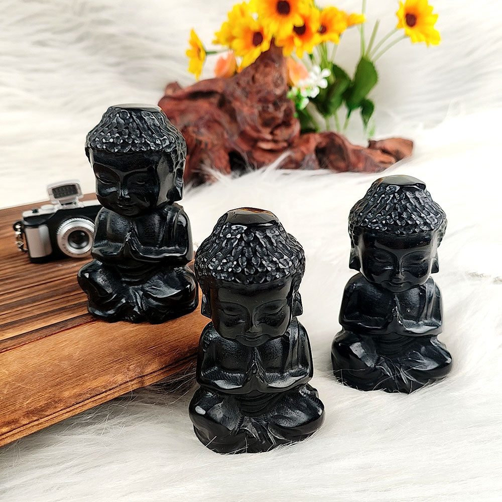 Obsidian Buddha Carving