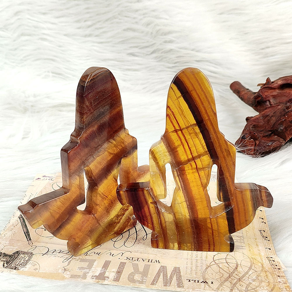 Yellow Fluorite Yoga Female Carving