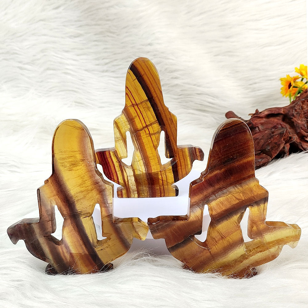 Yellow Fluorite Yoga Female Carving