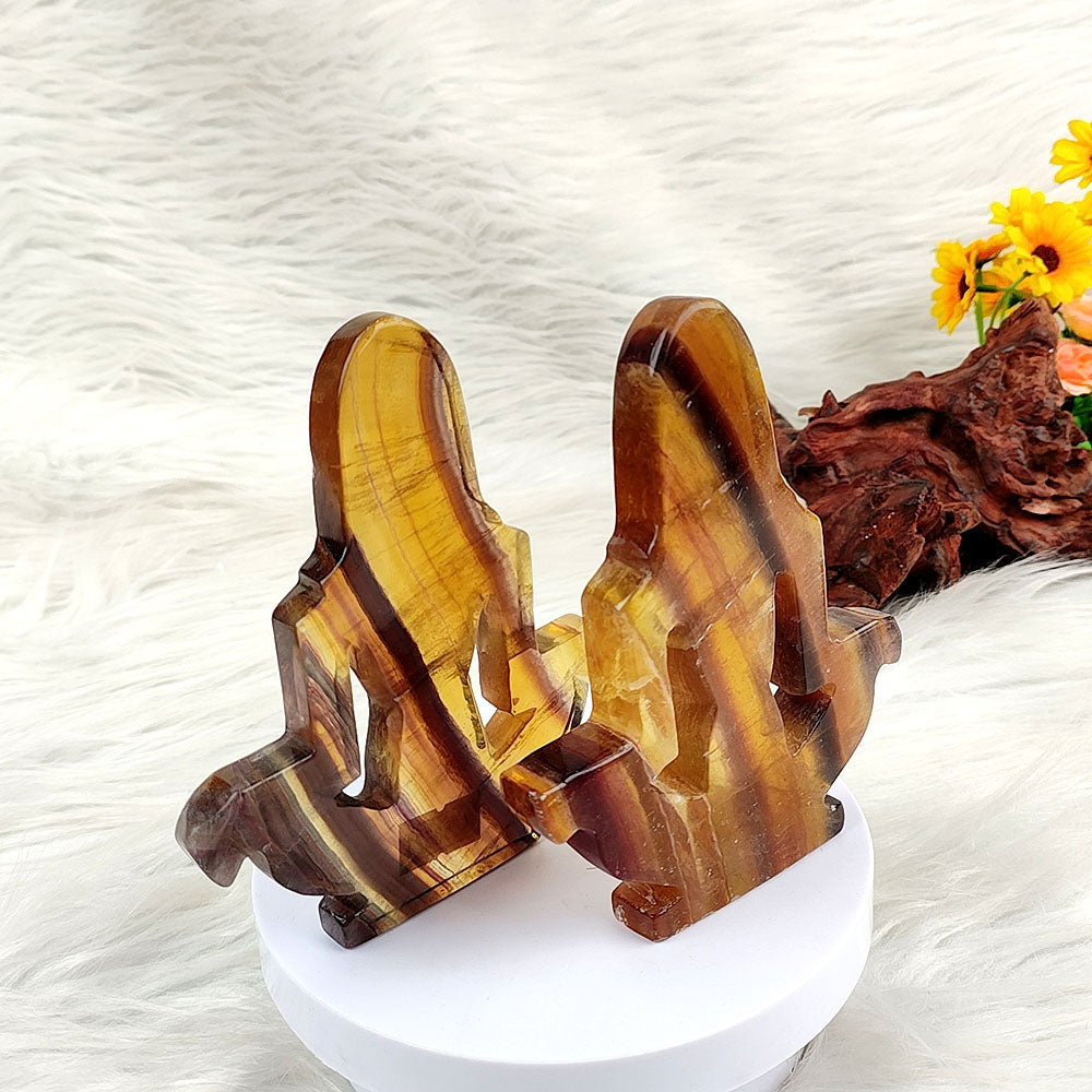 Yellow Fluorite Yoga Female Carving