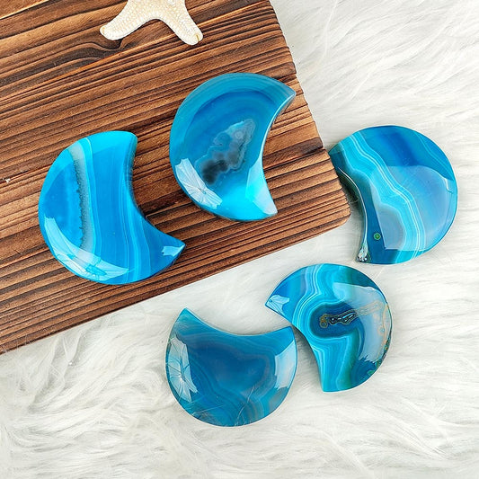 Blue Sardonyx Agate Moon Ornament-1KG
