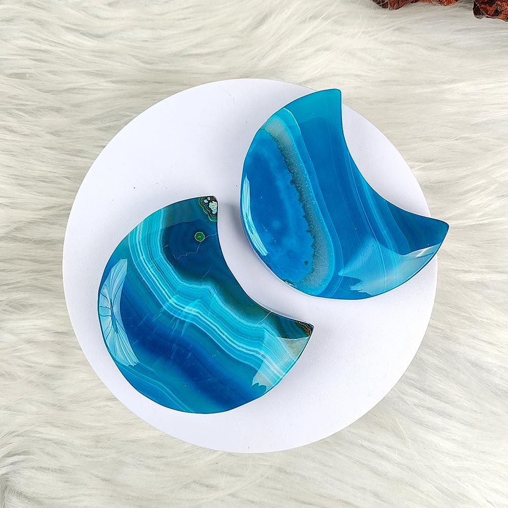 Blue Sardonyx Agate Moon Ornament-1KG