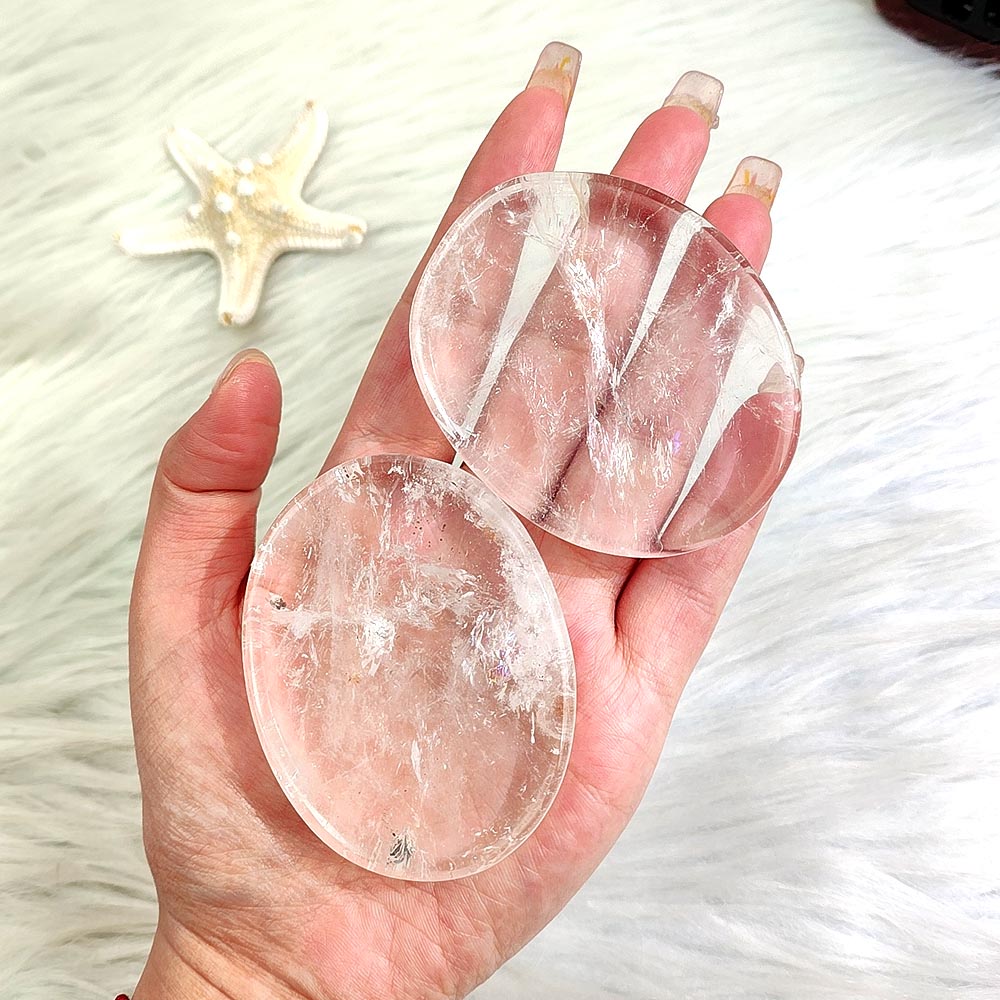 Clear Quartz Palm Stone-1KG