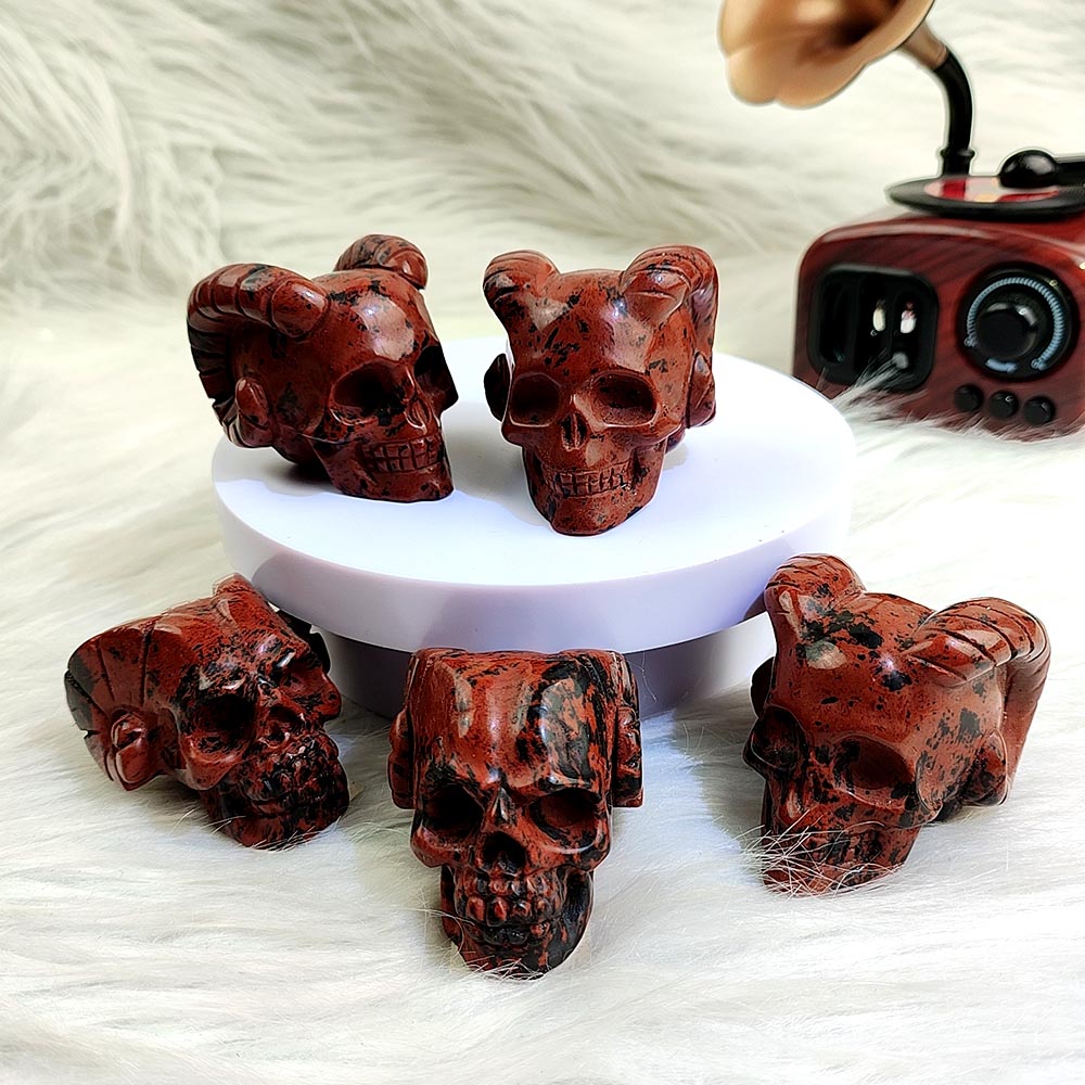 Red Obsidian Skull Carving